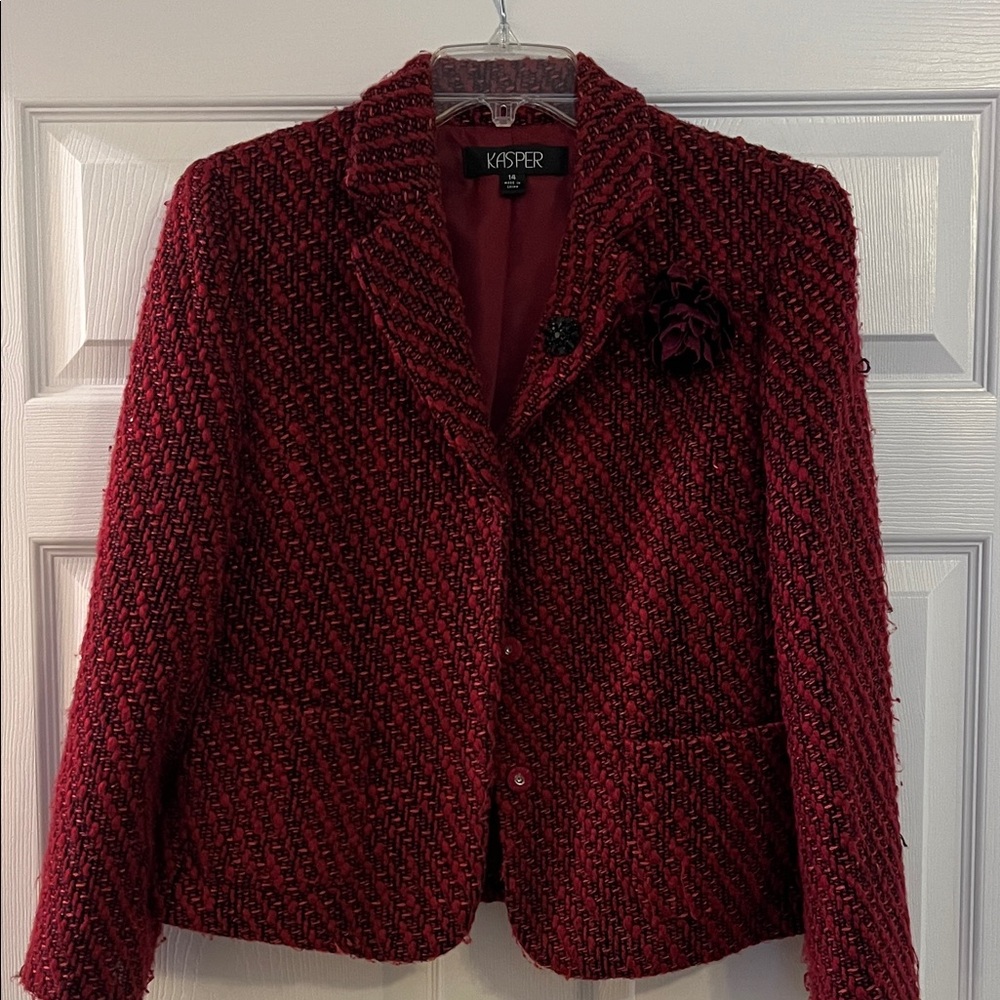 Kasper Women's Deep Red Textured Blazer